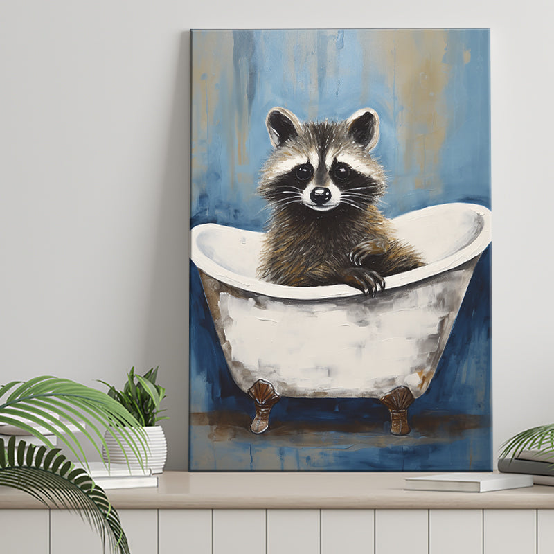 Raccoon In Bathtube Bathroom Ar Painting, Painting Art, Canvas Prints Wall Art Home Decor