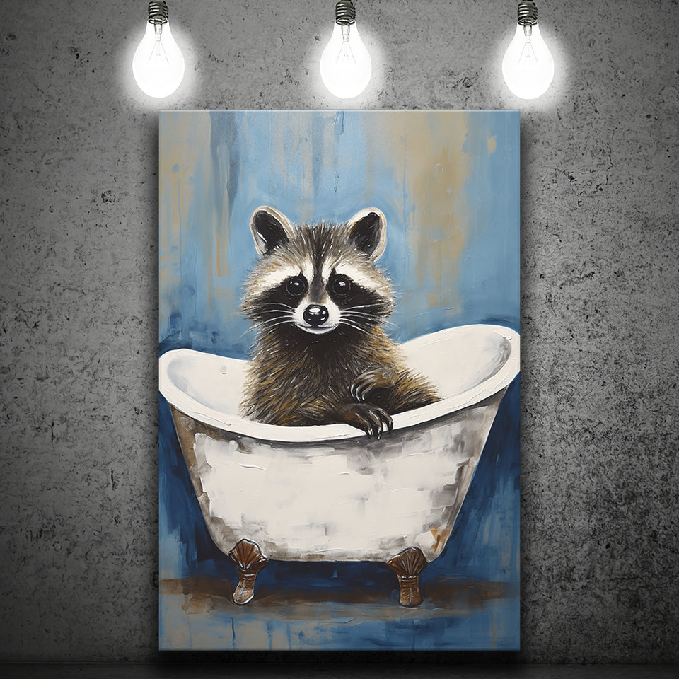 Raccoon In Bathtube Bathroom Ar Painting, Painting Art, Canvas Prints Wall Art Home Decor