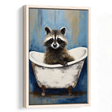 Raccoon In Bathtube Bathroom Ar Painting,Framed Canvas Prints,Floating Frame, Wall Art Home Decor