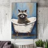 Raccoon In Bathtube Bathroom Ar Painting, Painting Art, Canvas Prints Wall Art Home Decor