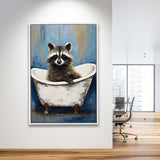 Raccoon In Bathtube Bathroom Ar Painting,Framed Canvas Prints,Floating Frame, Wall Art Home Decor