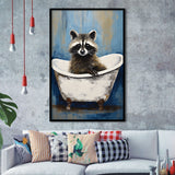 Raccoon In Bathtube Bathroom Ar Painting, Painting Art, Framed Art Prints Wall Decor