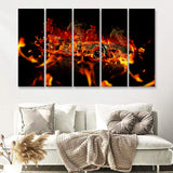 Racing Car With Fire F1 Art Car Decor 5 Pieces B Canvas Prints Wall Art - Painting Canvas,Wall Decor, Multi Panel,5 Panels