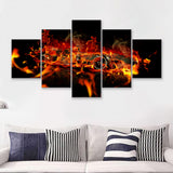 Racing Car With Fire F1 Art Car Decor 5 Pieces Canvas Prints Wall Art - Painting Canvas,Wall Decor, Multi Panel,5 Panels