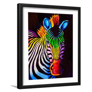 Rainbow Zebra Framed Wall Art - Framed Prints, Print for Sale, Painting Prints, Art Prints