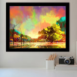 Rainy Day Painting, Autumn Colorful Landscape Framed Art Prints, Wall Art,Home Decor,Framed Picture