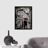 Rainy Promenade Framed Canvas Wall Art - Framed Prints, Prints for Sale, Canvas Painting
