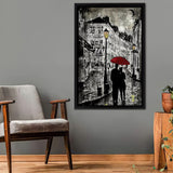 Rainy Promenade Framed Canvas Wall Art - Framed Prints, Prints for Sale, Canvas Painting