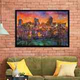 Raleigh North Carolina Usa Skyline City Art Watercolor Framed Art Prints Wall Art Decor,Framed Picture