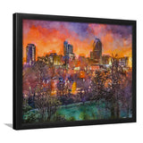 Raleigh North Carolina Usa Skyline City Art Watercolor Framed Art Prints Wall Art Decor,Framed Picture