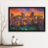 Raleigh North Carolina Usa Skyline City Art Watercolor Framed Canvas Prints Wall Art Home Decor,Floating Frame