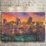 Raleigh North Carolina Usa Skyline City Art Watercolor Canvas Prints Wall Art Home Decor, Large Canvas