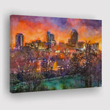 Raleigh North Carolina Usa Skyline City Art Watercolor Canvas Prints Wall Art Home Decor, Large Canvas