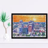 Raleigh Watercolor Raleigh North Carolina, Sport Prints Fan Gift, Framed Art Prints Wall Art Decor
