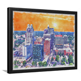 Raleigh Watercolor Raleigh North Carolina, Sport Prints Fan Gift, Framed Art Prints Wall Art Decor