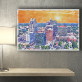Raleigh Watercolor Raleigh North Carolina, Sport Art Prints Fan Gift, Canvas Prints Wall Art Decor