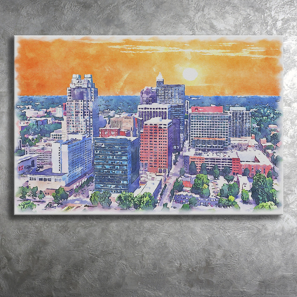 Raleigh Watercolor Raleigh North Carolina, Sport Art Prints Fan Gift, Canvas Prints Wall Art Decor