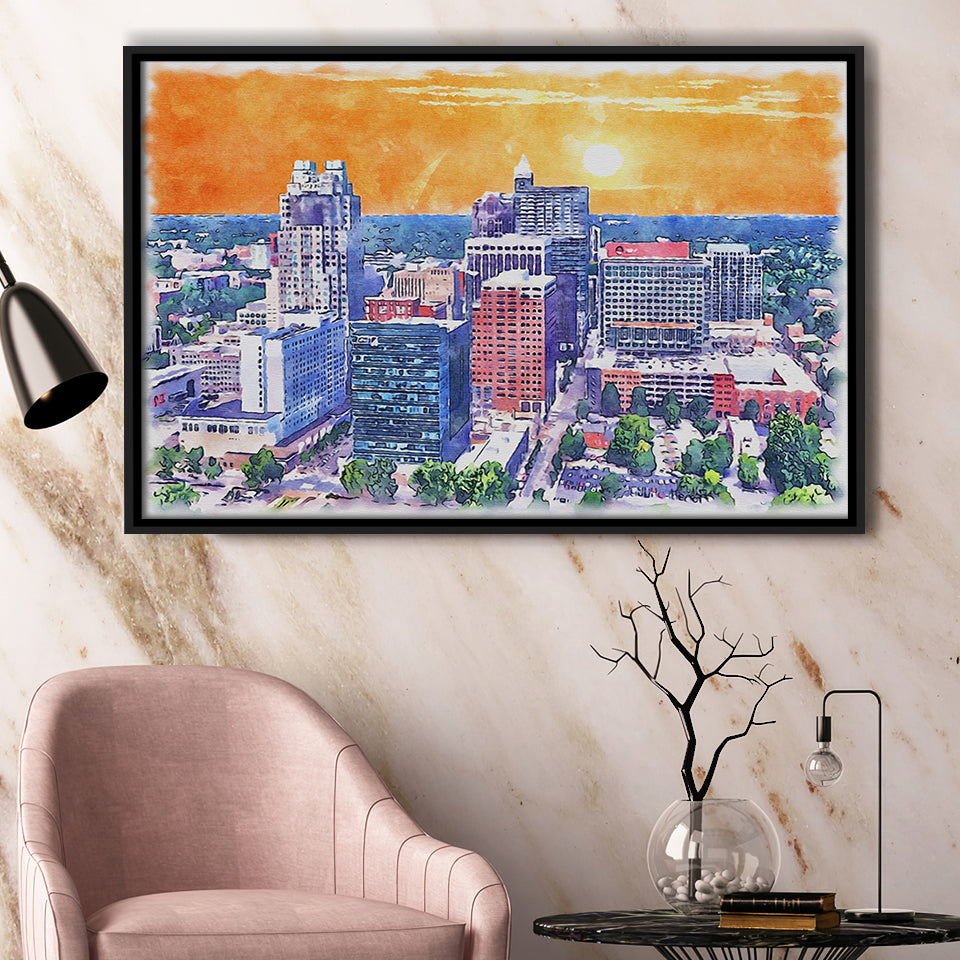 Raleigh Watercolor Raleigh North Carolina, Sport Art Prints Fan Gift, Framed Canvas Prints Wall Art Decor