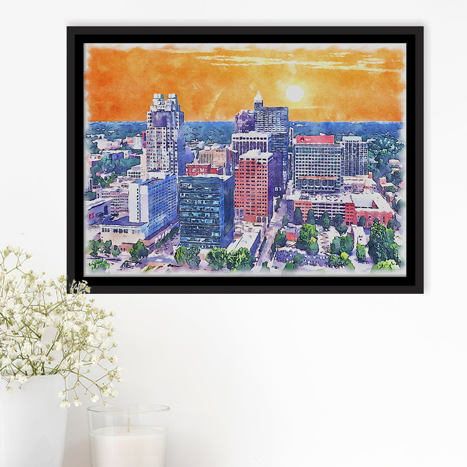 Raleigh Watercolor Raleigh North Carolina, Sport Art Prints Fan Gift, Framed Canvas Prints Wall Art Decor