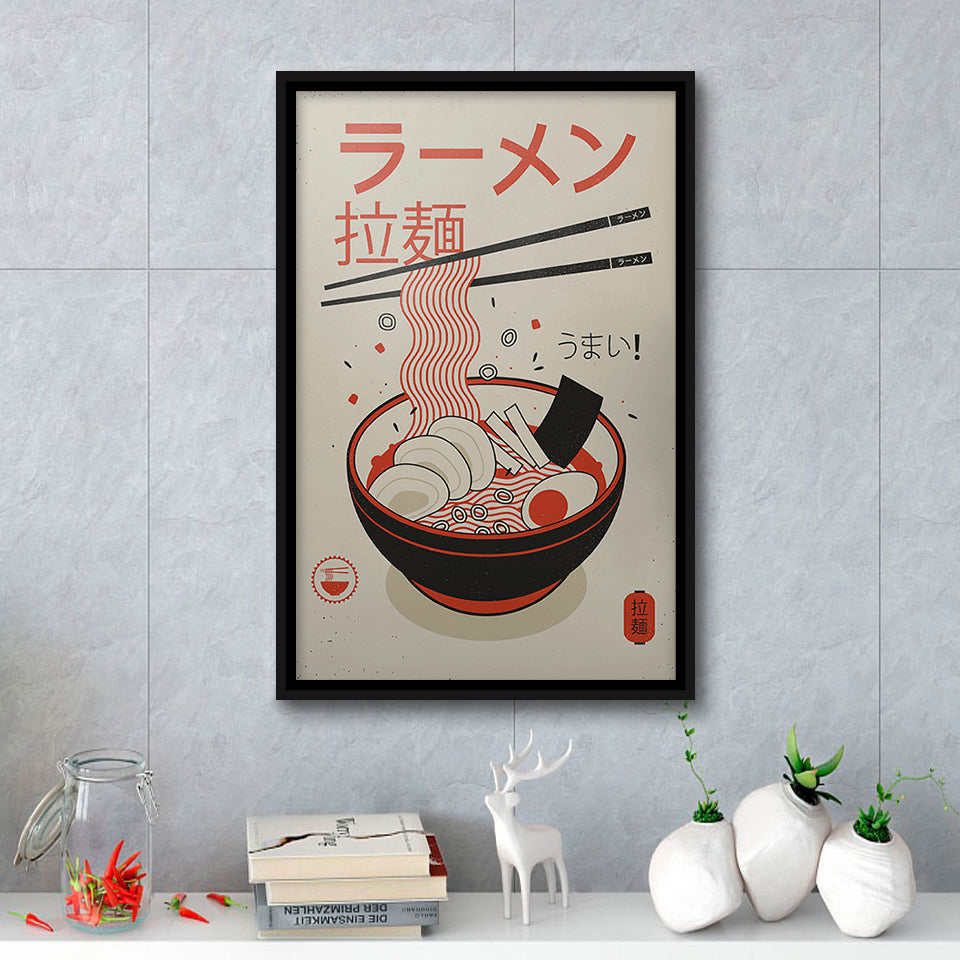 Ramen Canvas Art, Modern Japan Art, Japanese Food Framed Canvas Prints Wall Art, Floating Frame, Large Canvas Home Decor