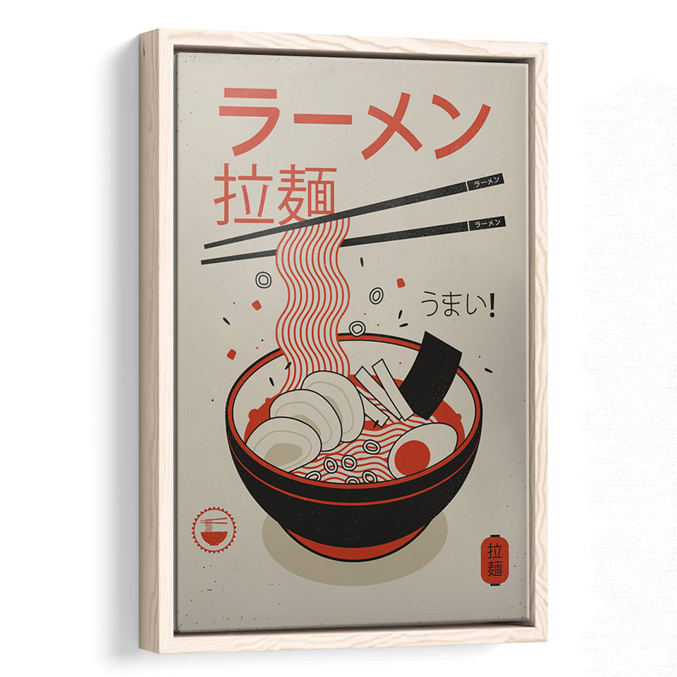 Ramen Canvas Art, Modern Japan Art, Japanese Food Framed Canvas Prints Wall Art, Floating Frame, Large Canvas Home Decor