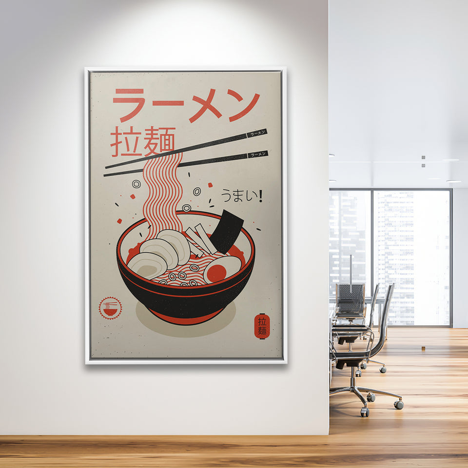 Ramen Canvas Art, Modern Japan Art, Japanese Food Framed Canvas Prints Wall Art, Floating Frame, Large Canvas Home Decor