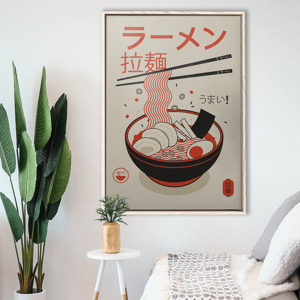 Ramen Canvas Art, Modern Japan Art, Japanese Food Framed Canvas Prints Wall Art, Floating Frame, Large Canvas Home Decor