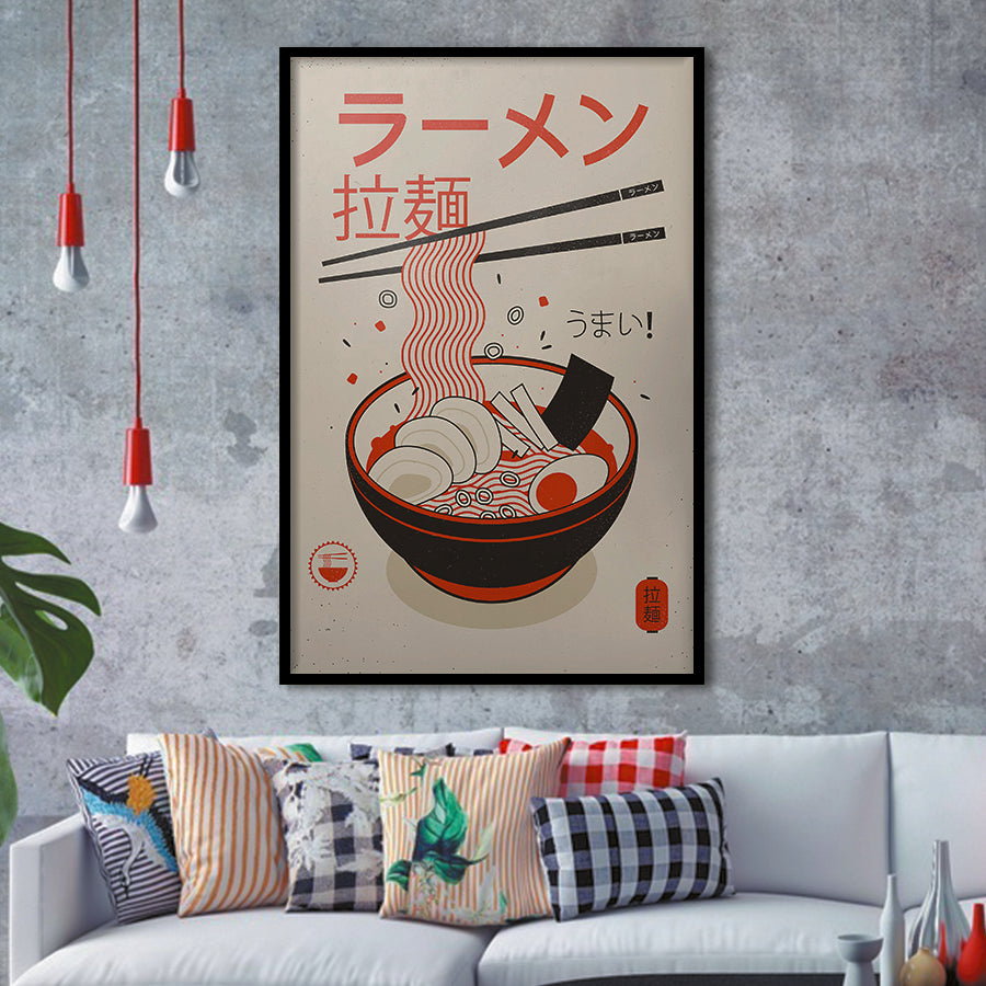 Ramen Canvas Art, Modern Japan Art, Japanese Food Framed Art Prints Wall Decor, Framed Picture, Large Picture