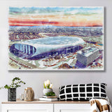 Rams Football Stadium SoFi Stadium Watercolor, Sport Art Prints Fan Gift, Canvas Prints Wall Art Decor