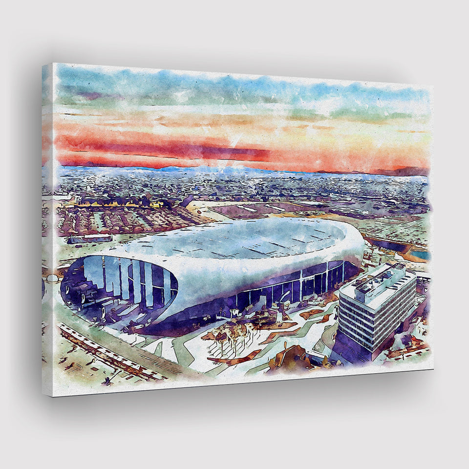 Rams Football Stadium SoFi Stadium Watercolor, Sport Art Prints Fan Gift, Canvas Prints Wall Art Decor