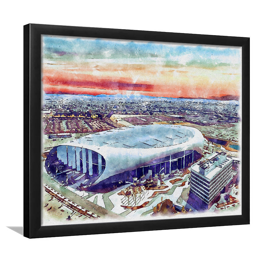 Rams Football Stadium SoFi Stadium Watercolor, Sport Prints Fan Gift, Framed Art Prints Wall Art Decor