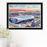 Rams Football Stadium SoFi Stadium Watercolor, Sport Art Prints Fan Gift, Framed Canvas Prints Wall Art Decor