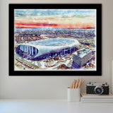 Rams Football Stadium SoFi Stadium Watercolor, Sport Prints Fan Gift, Framed Art Prints Wall Art Decor