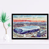 Rams Football Stadium SoFi Stadium Watercolor, Sport Prints Fan Gift, Framed Art Prints Wall Art Decor