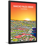 Rancho Palos Verdes California Sunset Landscape, City Art Print, Framed Art Print Wall Art Home Decor, Framed Picture