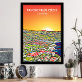 Rancho Palos Verdes California Sunset Landscape, City Art Print, Framed Art Print Wall Art Home Decor, Framed Picture