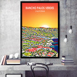 Rancho Palos Verdes California Sunset Landscape, City Art Print, Framed Art Print Wall Art Home Decor, Framed Picture