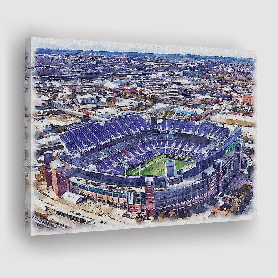 Ravens Stadium MT Bank Stadium Watercolor, Sport Art Prints Fan Gift, Canvas Prints Wall Art Decor