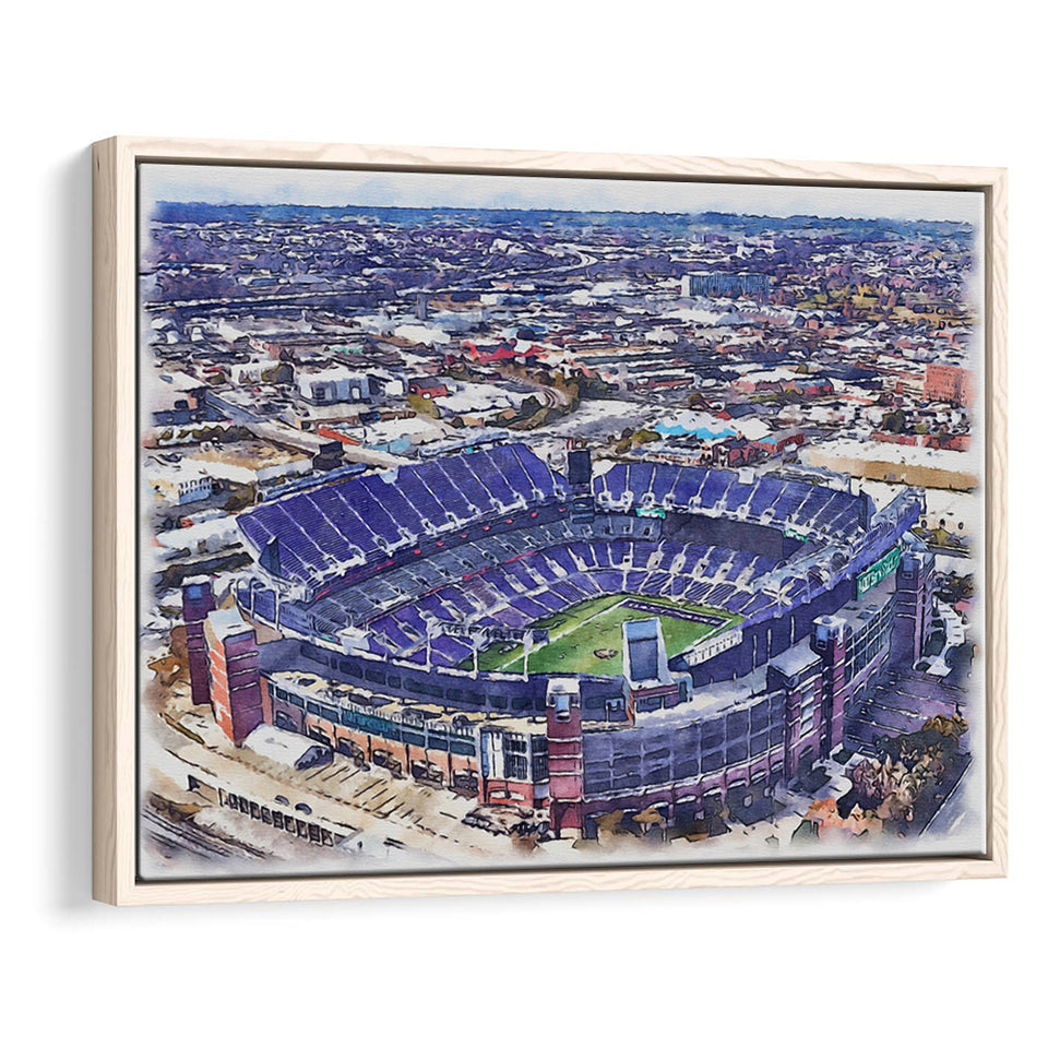 Ravens Stadium MT Bank Stadium Watercolor, Sport Art Prints Fan Gift, Framed Canvas Prints Wall Art Decor