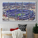 Ravens Stadium MT Bank Stadium Watercolor, 5 Pieces B, Multi Panel Canvas Prints Wall Art Decor