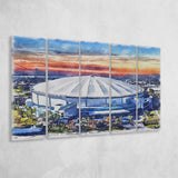 Rays Baseball Stadium Tropicana Field Watercolor, 5 Pieces B, Multi Panel Canvas Prints Wall Art Decor