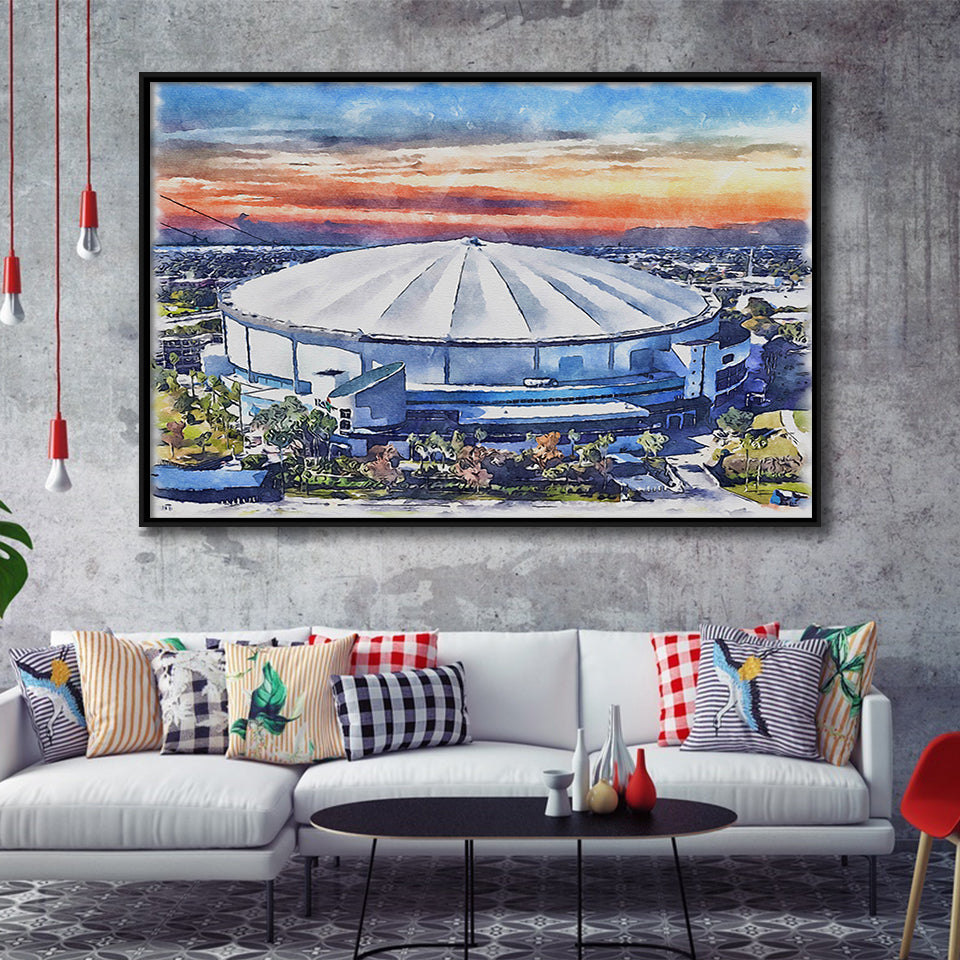 Rays Baseball Stadium Tropicana Field Watercolor, Sport Art Prints Fan Gift, Framed Canvas Prints Wall Art Decor