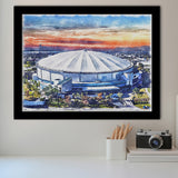 Rays Baseball Stadium Tropicana Field Watercolor, Sport Prints Fan Gift, Framed Art Prints Wall Art Decor