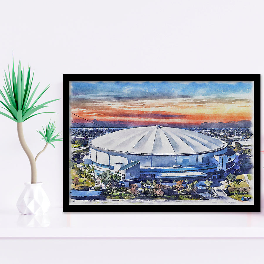 Rays Baseball Stadium Tropicana Field Watercolor, Sport Prints Fan Gift, Framed Art Prints Wall Art Decor