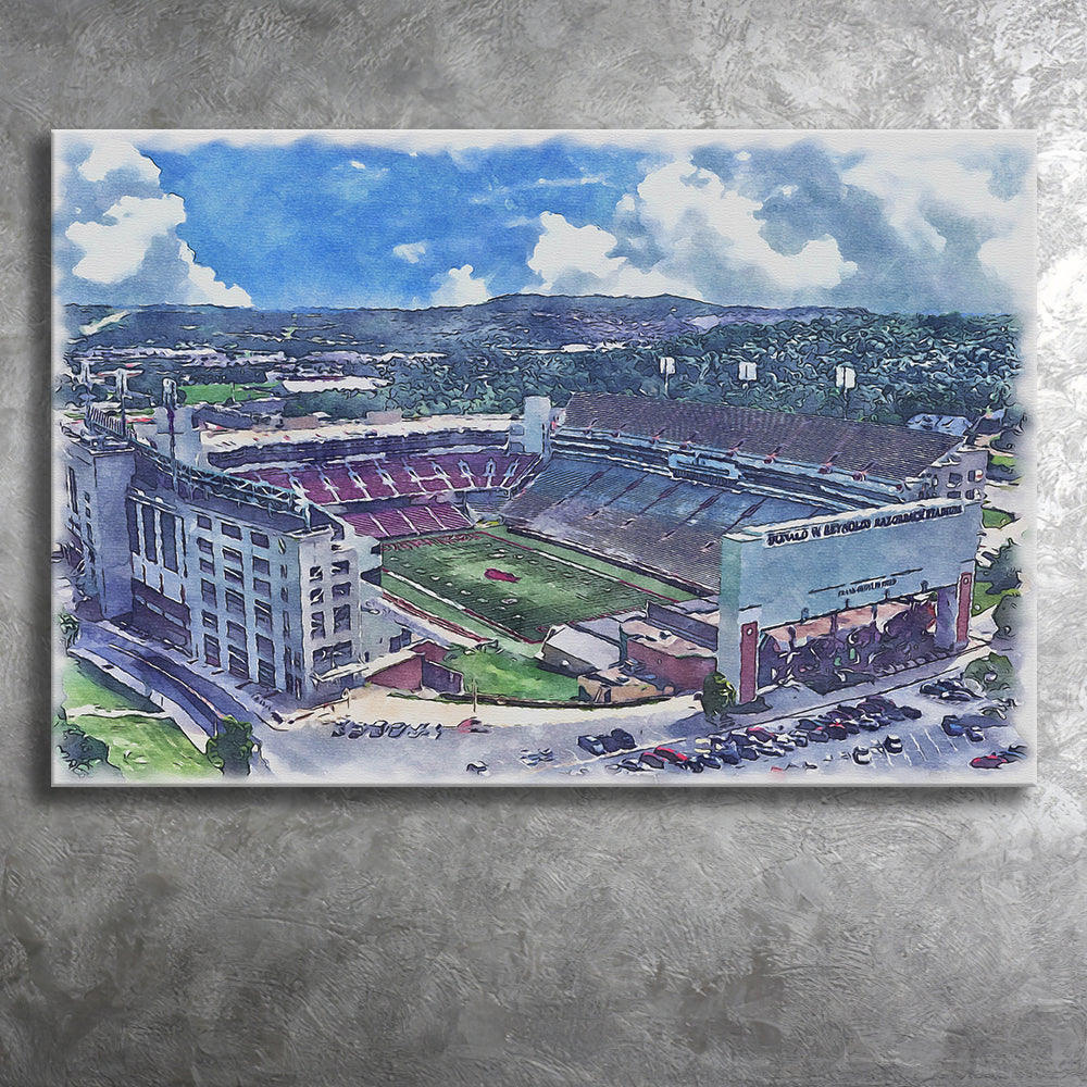 Razorback Stadium Arkansas Stadium Watercolor, Sport Art Prints Fan Gi ...