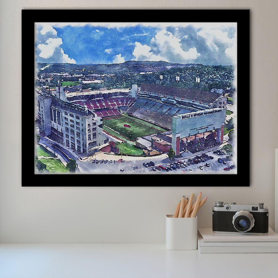 Razorback Stadium Arkansas Stadium Watercolor, Sport Prints Fan Gift, Framed Art Prints Wall Art Decor