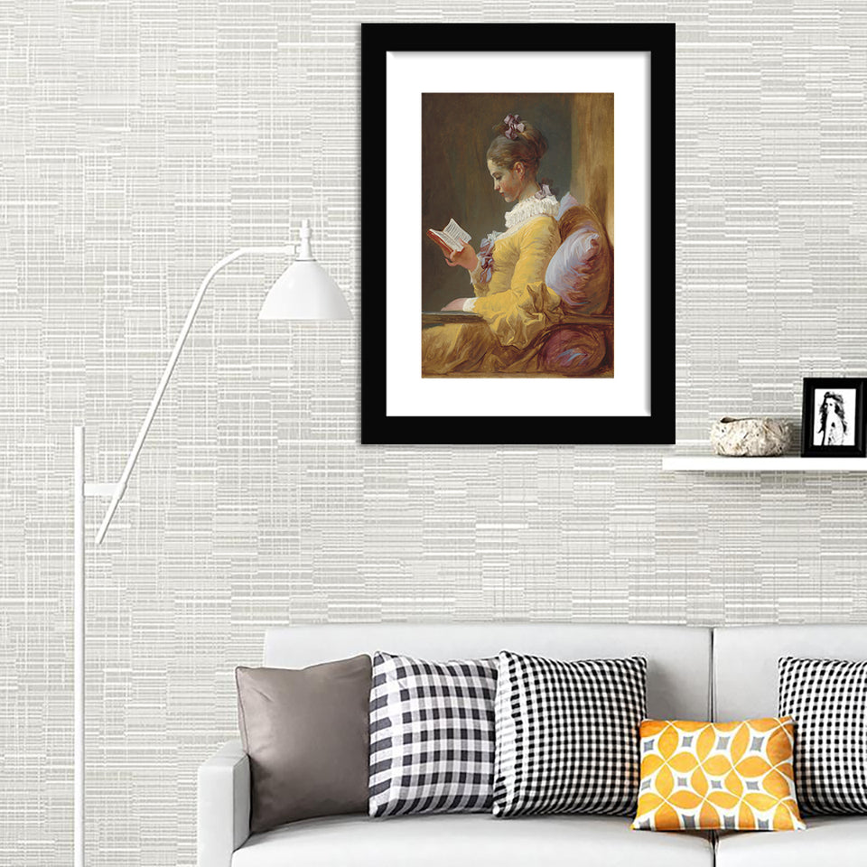 Reading Girl By Jean-Honore Fragonard-Canvas Art,Art Print,Framed Art,Plexiglass cover