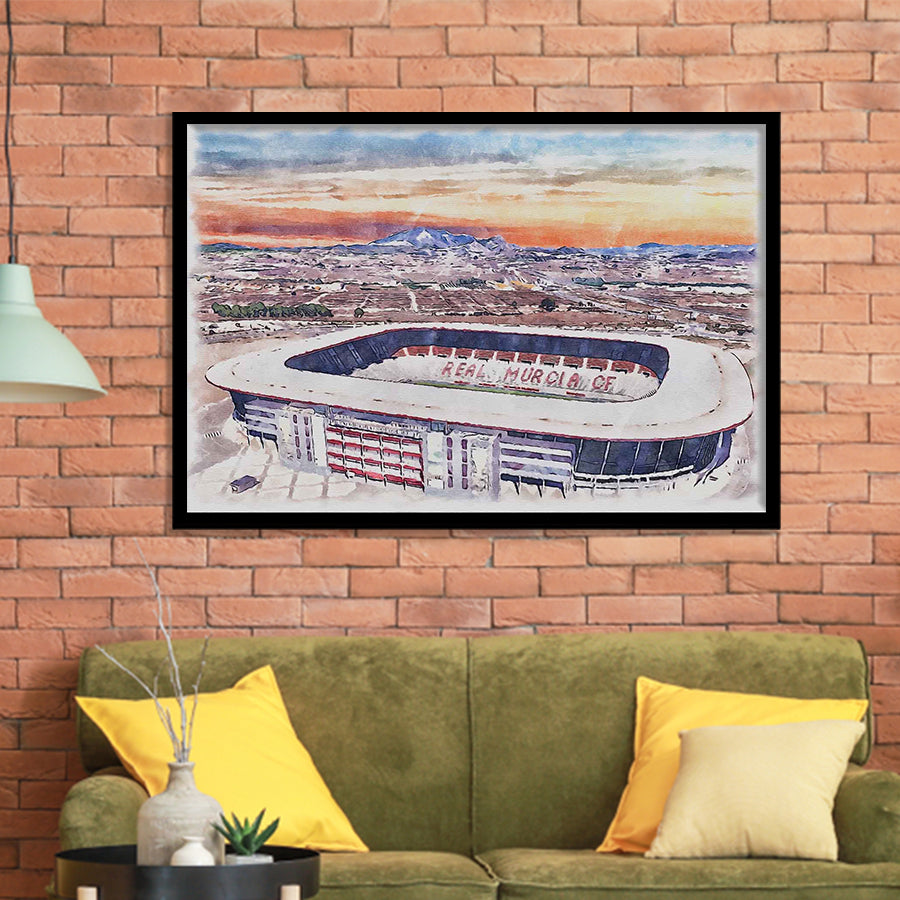 Real Murcia Estadio Nueva Condomina Stadium Watercolor, Sport Prints Fan Gift, Framed Art Prints Wall Art Decor