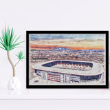 Real Murcia Estadio Nueva Condomina Stadium Watercolor, Sport Prints Fan Gift, Framed Art Prints Wall Art Decor