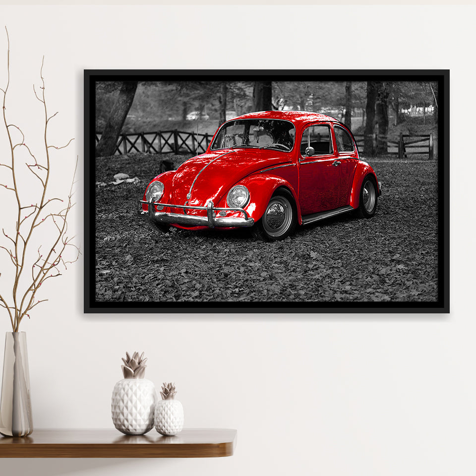 Red Car Framed Canvas Prints Wall Art Decor, Framed Picture, Floating Frame